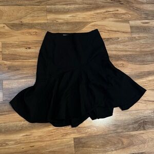 LOFT Ann Taylor Black Midi Ruffled Skirt Size 6